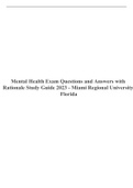 Mental Health Exam Questions and Answers with Rationale Study Guide 2023 - Miami Regional University Florida