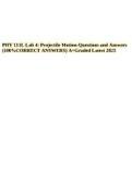 PHY 111L Lab 4: Projectile Motion-Questions and Answers (100%CORRECT ANSWERS) A+ Graded Latest 2023.