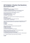 All Firefighter 1 Practice Test Questions And Answers 2024/2025