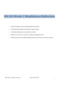 NR 103 Week 1 Mindfulness Reflection.