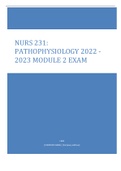 NURS 231:  PATHOPHYSIOLOGY 2022 - 2023 MODULE 2 EXAM