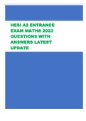 HESI A2 ENTRANCE  EXAM MATHS 2023  (QUESTIONS WITH  ANSWERS) VERIFIED ANSWERS