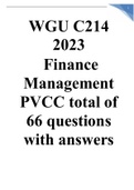 WGU C214 _ 2023 Finance Management PVCC total of 66 questions with answers.