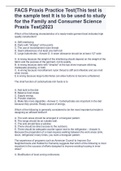 FACS Praxis Practice Test(This test is the sample test It is to be used to study for the Family and Consumer Science Praxis Test)2023