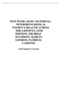 TEST BANK: OLDS’ MATERNAL- NEWBORNNURSING & WOMEN’S HEALTH ACROSS THE LIFESPAN, 11TH EDITION, MICHELE DAVIDSON, MARCIA LONDON, PATRICIA LADEWIG