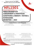 HFL1501 ASSIGNMENT MEMO’S, PAST PAPERS AND ANSWERS, NOTES + SUMMARIES - SEMESTER 1 - 2023  - MEGA EXAMPACK - UNISA