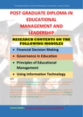 Postgraduate Diploma in Educational Management and Leadership 