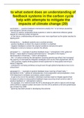 to what extent does an understanding of  feedback systems in the carbon cycle  help with attempts to mitigate the  impacts of climate change (20)