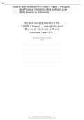 AQA A-level CHEMISTRY 7405/1 Paper 1 Inorganic and Physical Chemistry Mark scheme June 2022, Exams for Chemistry for revision 2023.