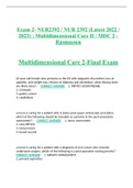  Exam 2- NUR2392 / NUR 2392 (Latest 2022 / 2023) : Multidimensional Care II / MDC 2 - Rasmussen