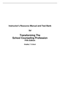 Test bank for Transforming the School Counseling Profession, 5th Edition, Bradley T. Erford.