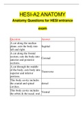 HESI-A2 ANATOMY Anatomy Questions for HESI entrance exam | 260 Questions with 100% Correct Answers | Updated | Download to score A+ | 30 Pages