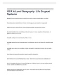 OCR A Level Geography: Life Support Systems-questions with correct answers