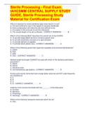 Sterile Processing - Final Exam, IAHCSMM CENTRAL SUPPLY STUDY GUIDE, Sterile Processing Study Material for Certification Exam