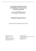 Learning the Skills of Research: Animal Behavior Exercises in the Laboratory and Field to accompany Animal Behavior, Eleventh Edition by Dustin Rubenstein and John Alcock  INSTRUCTOR MANUAL