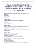 TRAA TOWING AND RECOVERY ASSOCIATION OF AMERICA NATIONAL DRIVER CERTIFICATION 2023 NEW TEST SOLUTION