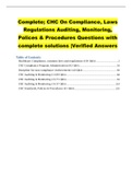 Complete; CHC On Compliance, Laws Regulations Auditing, Monitoring, Polices & Procedures Questions with complete solutions |Verified Answers