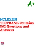 NCLEX PN TESTBANK Contains 862 Questions and Answers