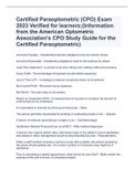 Certified Paraoptometric (CPO) Exam 2023 Verified for learners;(Information from the American Optometric Association's CPO Study Guide for the Certified Paraoptometric)