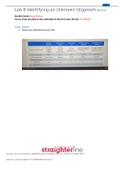 BIO 250L Lab 8 Identifying an Unknown Organism (Straigterline 2023) Course BIO 250L Institution BIO 250L 2.Write your microorganism number here:2 3.Fill in the following table as you complete the interactive. TestObservationsGram StainnegativeFTMFAStarch 