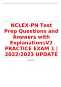 NCLEX-PN Test Prep Questions and Answers with ExplanationsV2 PRACTICE EXAM 1 |2022/2023 UPDATE