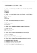 TEAS Nursing Enterence Exam questions ansd answers graded A 2022