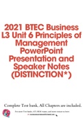 2021 BTEC Business L3 Unit 6 Principles of Management PowerPoint Presentation and Speaker Notes (DISTINCTION*)