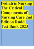 Pediatric Nursing The Critical Components of Nursing Care 2nd Edition Rudd Test Bank 2023