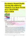 Psychiatric-Mental Health Nursing 8th edition by Videbeck Test Bank WITH ALL CHAPTERS INCLUDEDPsychiatric-Mental Health Nursing 8th edition by Videbeck Test Bank WITH ALL CHAPTERS INCLUDED