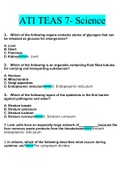 ATI TEAS 7- Science Questions Verified With 100% Correct Answers