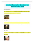 American Revolution Questions and Answers 100% Pass