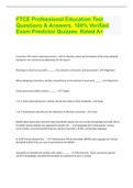 FTCE Professional Education Test Questions & Answers. 100% Verified Exam Predictor Quizzes. Rated A+