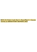 BIOS 251 Week 1 Lab: Part C: PowerPhys# 1 -Enzyme Activity (LABORATORY REPORT) 2023.