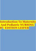 Introduction To Maternity And Pediatric NURSING 8th EDITION LEIFER TESTBANK