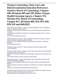 Oregon Cosmetology State Laws and Rules(Examination Question References Statutes: Board of Cosmetology, Chapter 690, Divisions 005 and 105. Rules: Oregon Health Licensing Agency, Chapter 331, Division 010. Board of Cosmetology, Chapter 817, Divisions 005,