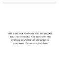 TEST BANK FOR ANATOMY AND PHYSIOLOGY: THE UNITY OF FORM AND FUNCTION 9TH EDITION KENNETH SALADIN ISBN10: 1260256006 ISBN13: 9781260256000