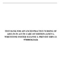 TEST BANK FOR ADVANCED PRACTICE NURSING OF ADULTS IN ACUTE CARE 1ST EDITION JANET G. WHETSTONE FOSTER SUZANNE S. PREVOST ISBN-13: 9780803621626