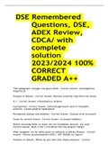 DSE Remembered Questions, DSE, ADEX Review, CDCA/ with complete solution 2023/2024 100% CORRECT GRADED A++