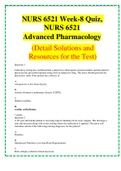 NURS 6521N Week 7 Quiz: Advanced Pharmacology (Detail Solutions and Resources for the Test)