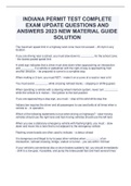 INDIANA PERMIT TEST COMPLETE EXAM UPDATE QUESTIONS AND ANSWERS 2023 NEW MATERIAL GUIDE SOLUTION