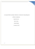 NURS FPX 4900 Assessment 1 Leadership, Collaboration, Communication, Change Management,and Policy Consideration graded A+