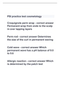 PSI practice test cosmetology with 100% correct answers