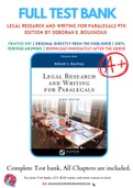 Test Bank for Legal Research and Writing for Paralegals 9th Edition by Deborah E. Bouchoux Chapter 1-19 Complete Guide