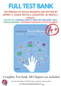 Test Bank for The Process of Social Research 2nd Edition by Jeffrey C. Dixon; Royce A. Singleton, Jr.; Bruce C. Straits Chapter 1-14 Complete Guide