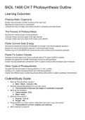 Notes and Outline on Photosynthesis from Biology