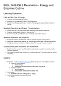 Notes and Outline on Metabolism - Enzymes and Energy from Biology