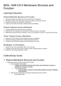 Notes and Outline on Membrane Structure and Function from Biology