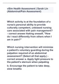 vSim Health Assessment | Sarah Lin (Abdominal/Pain Assessment) with 100% correct answers