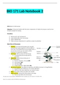 BIO 171 Lab Notebook 2 Questions Verified With 100% Correct Answers