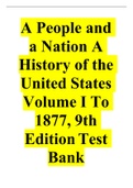 A People and a Nation A History of the United States Volume I To 1877, 9th Edition Test Bank latest